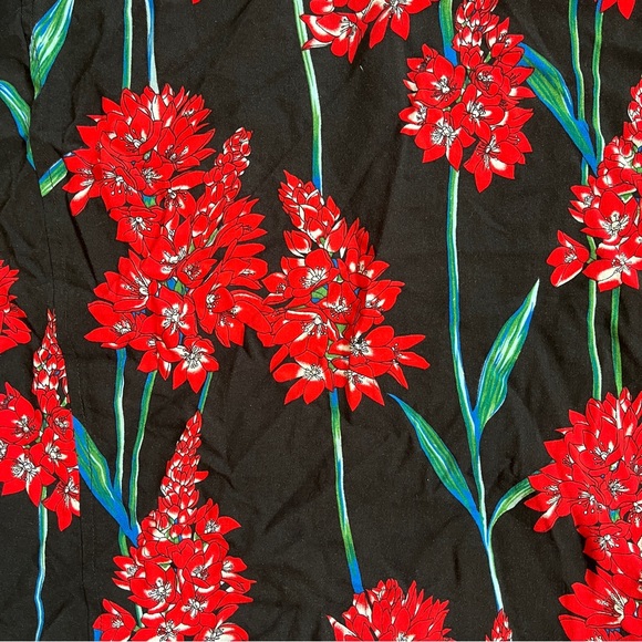 NWT ASOS Religion Revere Black Collar Button Down Shirt w/ Red Floral Print - Picture 13 of 16